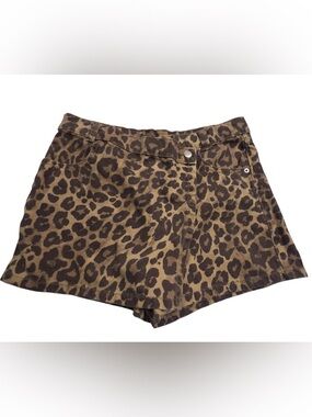 High-Waist Leopard Print Women’s Shorts - Brown Animal Pattern